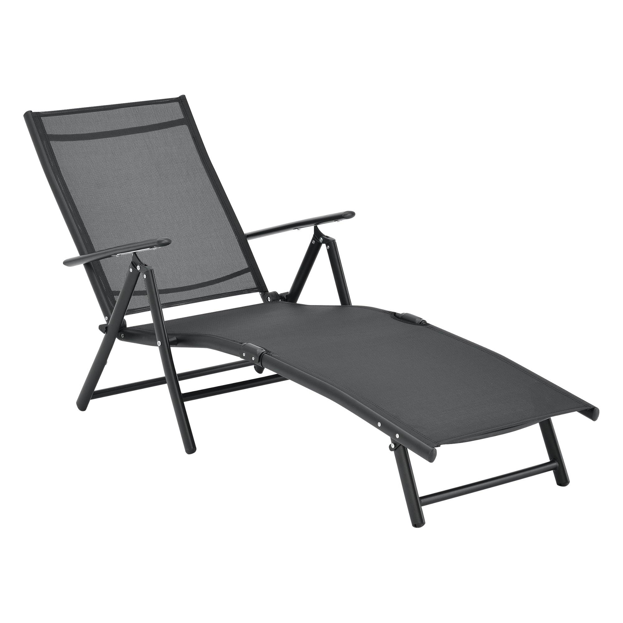 Helloshop26 - Transat bain de soleil inclinable 160° bain de soleil avec accoudoirs 150 x 65 x 86 cm noir - Image 2