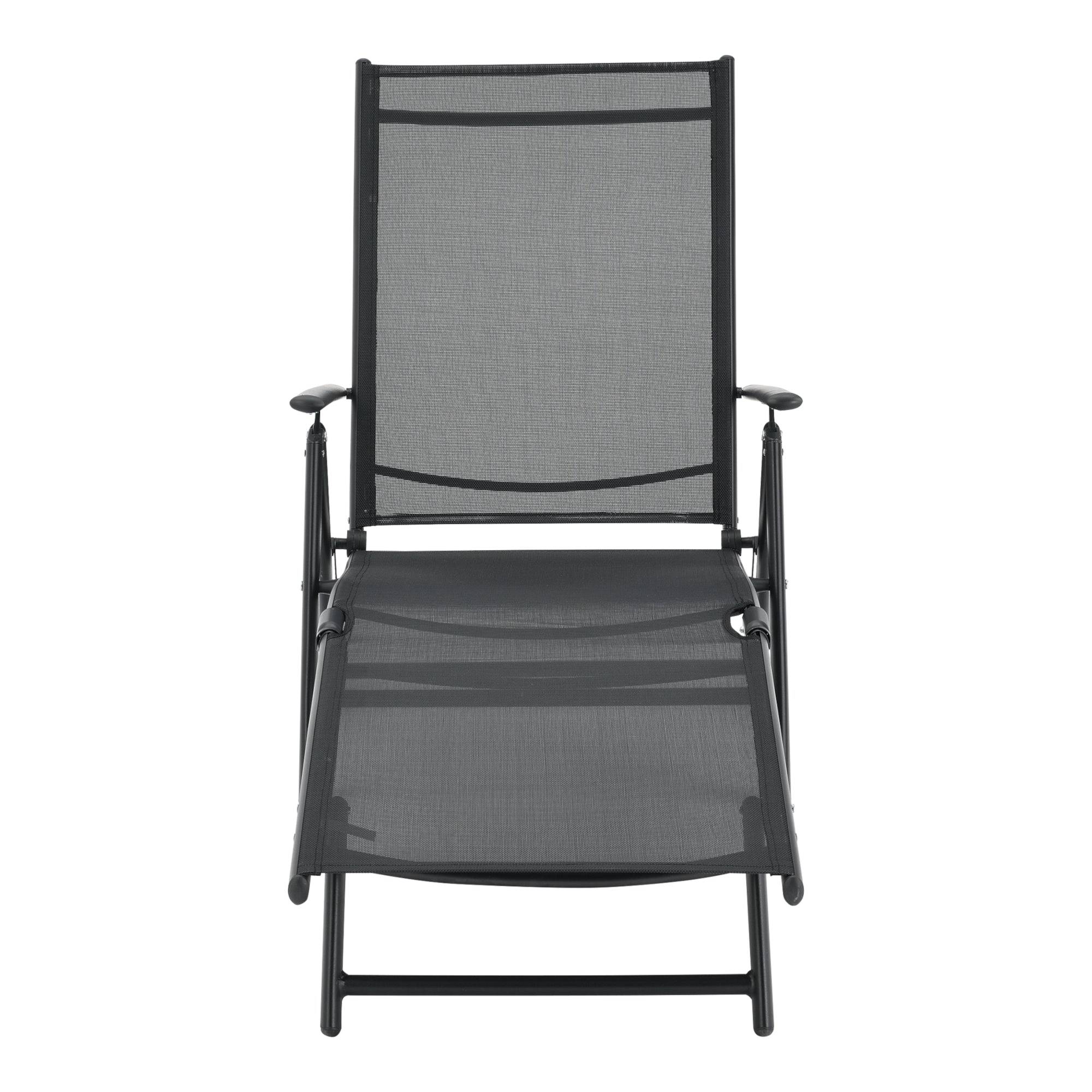 Helloshop26 - Transat bain de soleil inclinable 160° bain de soleil avec accoudoirs 150 x 65 x 86 cm noir - Image 4