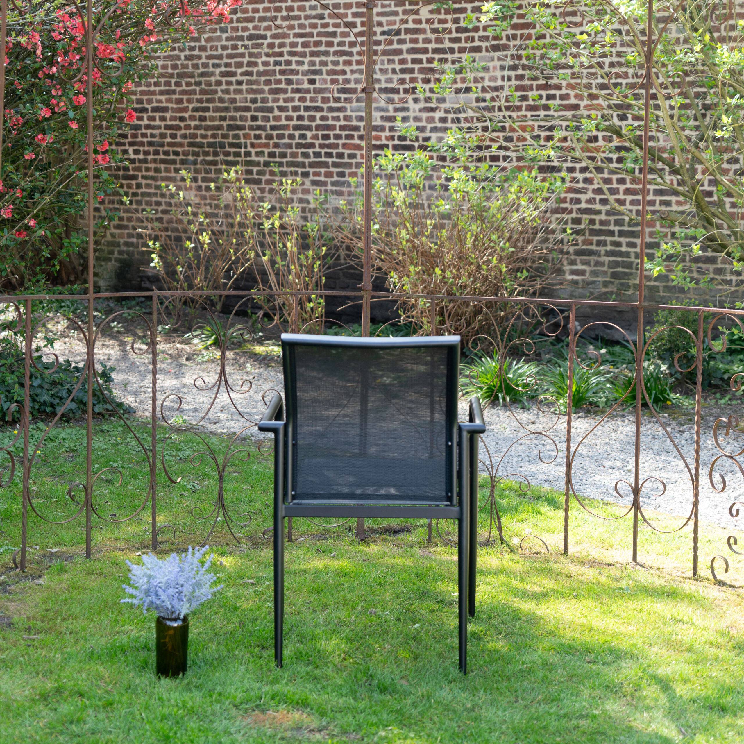 Wilsa Garden - Lot de 2 fauteuils de jardin aluminium noir textilène MODULO - Image 5