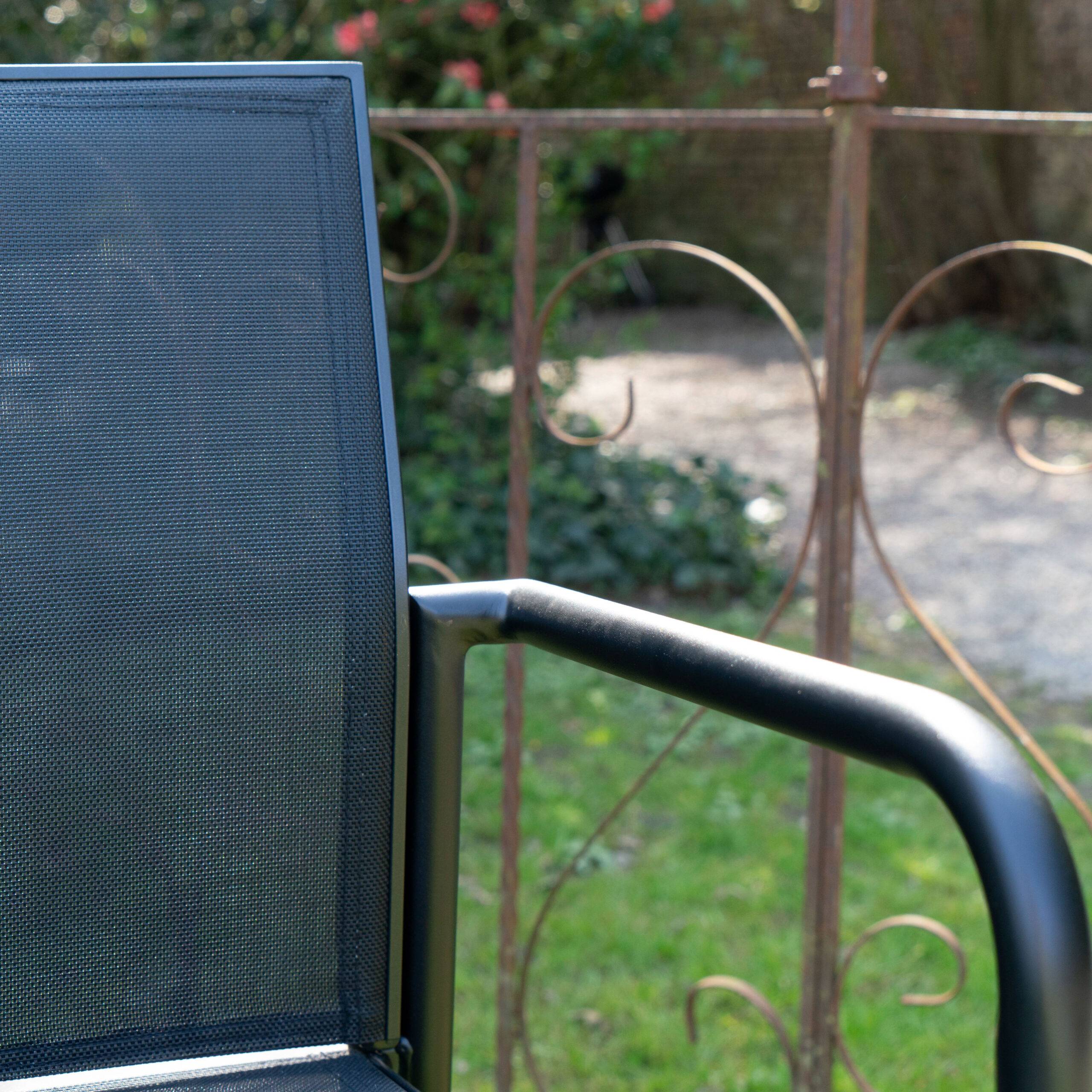 Wilsa Garden - Lot de 2 fauteuils de jardin aluminium noir textilène MODULO - Image 6
