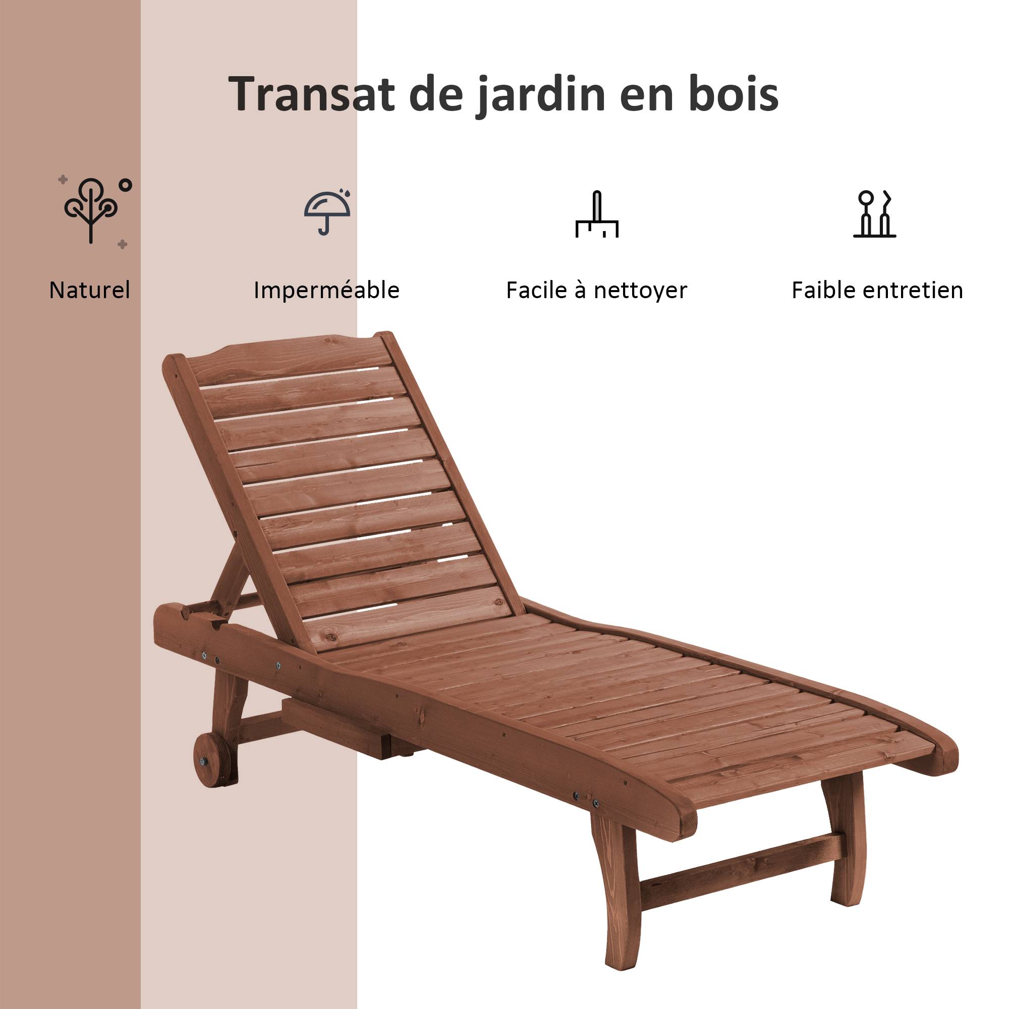 PANGIVO - Bain de soleil bois de sapin naturel 462.28 x 152.4 x 88.9 cm - PANGIVO - Image 9