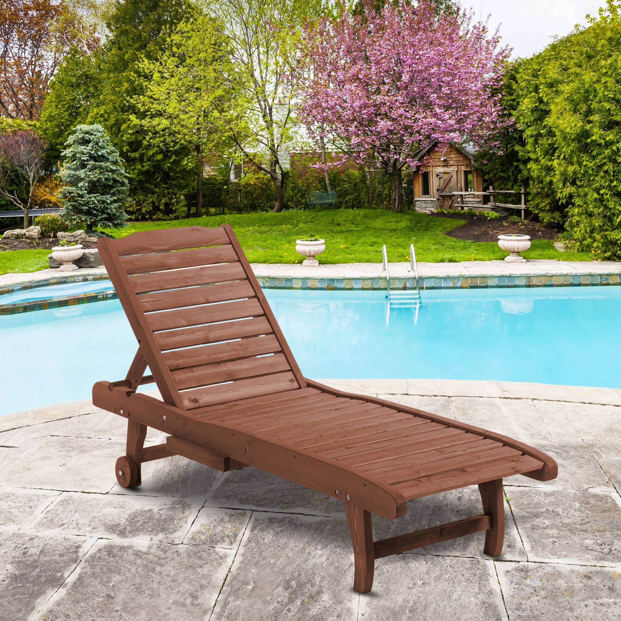 PANGIVO - Bain de soleil bois de sapin naturel 462.28 x 152.4 x 88.9 cm - PANGIVO - Image 3