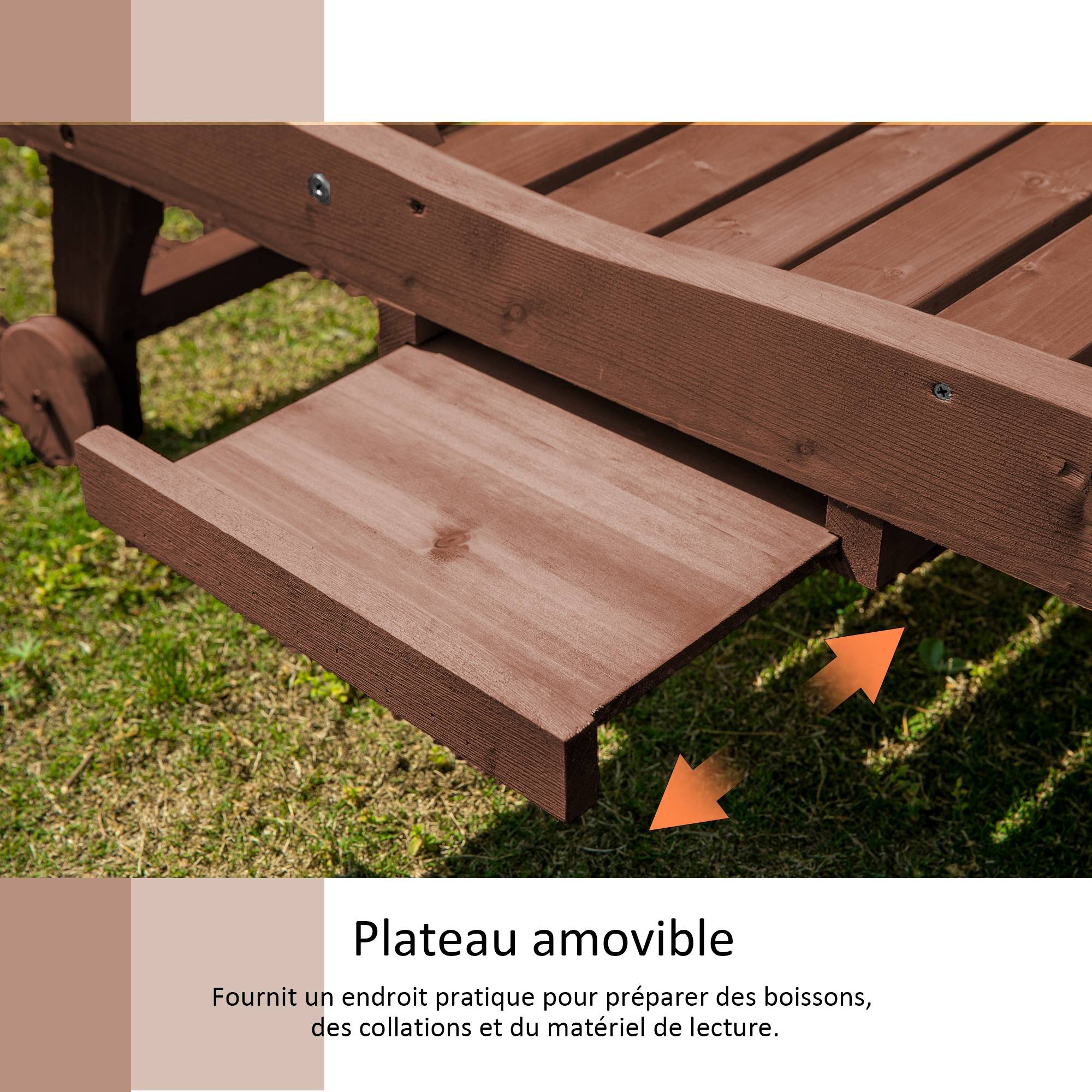 PANGIVO - Bain de soleil bois de sapin naturel 462.28 x 152.4 x 88.9 cm - PANGIVO - Image 6