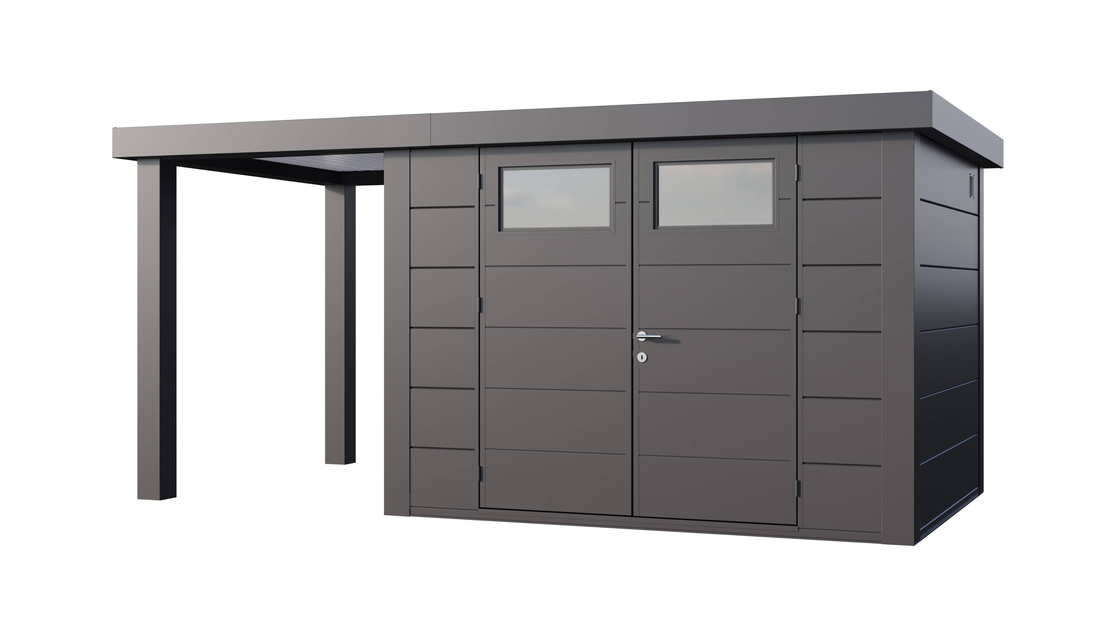 Telluria - Abri de jardin en acier 7,1 m² avec auvent à gauche 4 m² anthracite - TELLURIA 3024