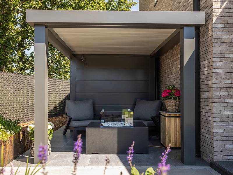 Telluria - Abri de jardin en acier 7,1 m² avec auvent à gauche 4 m² anthracite - TELLURIA 3024 - Image 2