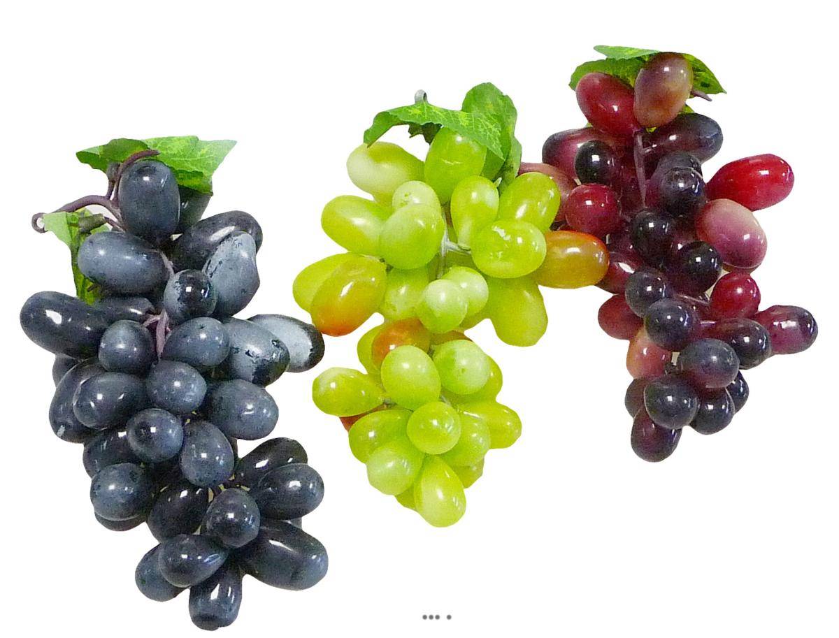Artificielles - Grappe de raisin artificiel L19 cm avec 2 feuilles 45 raisins Noir - couleur: Noir - Image 2