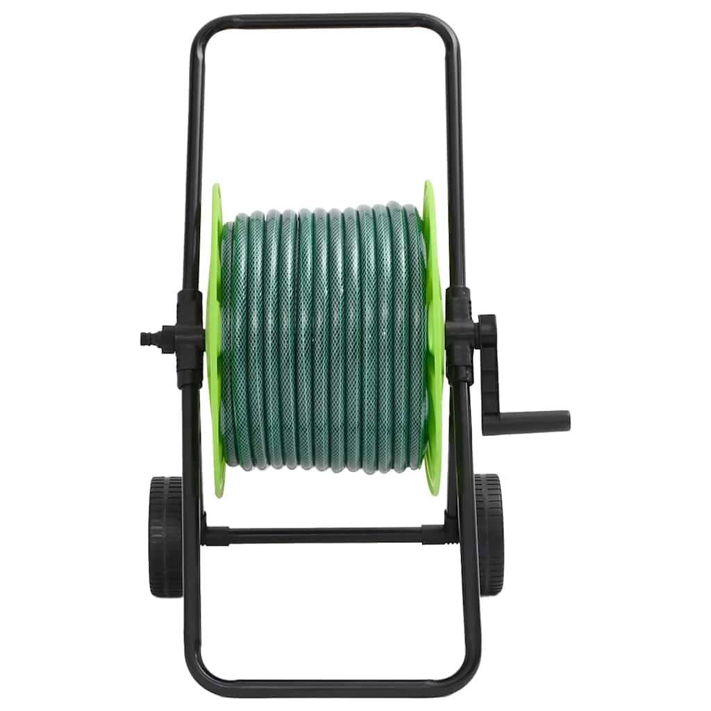Chariot enrouleur avec tuyau acier et PVC vert 46 x 50 x 66 cm - PANGIVO - Image 2