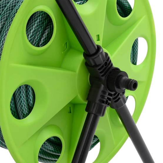 Chariot enrouleur avec tuyau acier et PVC vert 46 x 50 x 66 cm - PANGIVO - Image 7