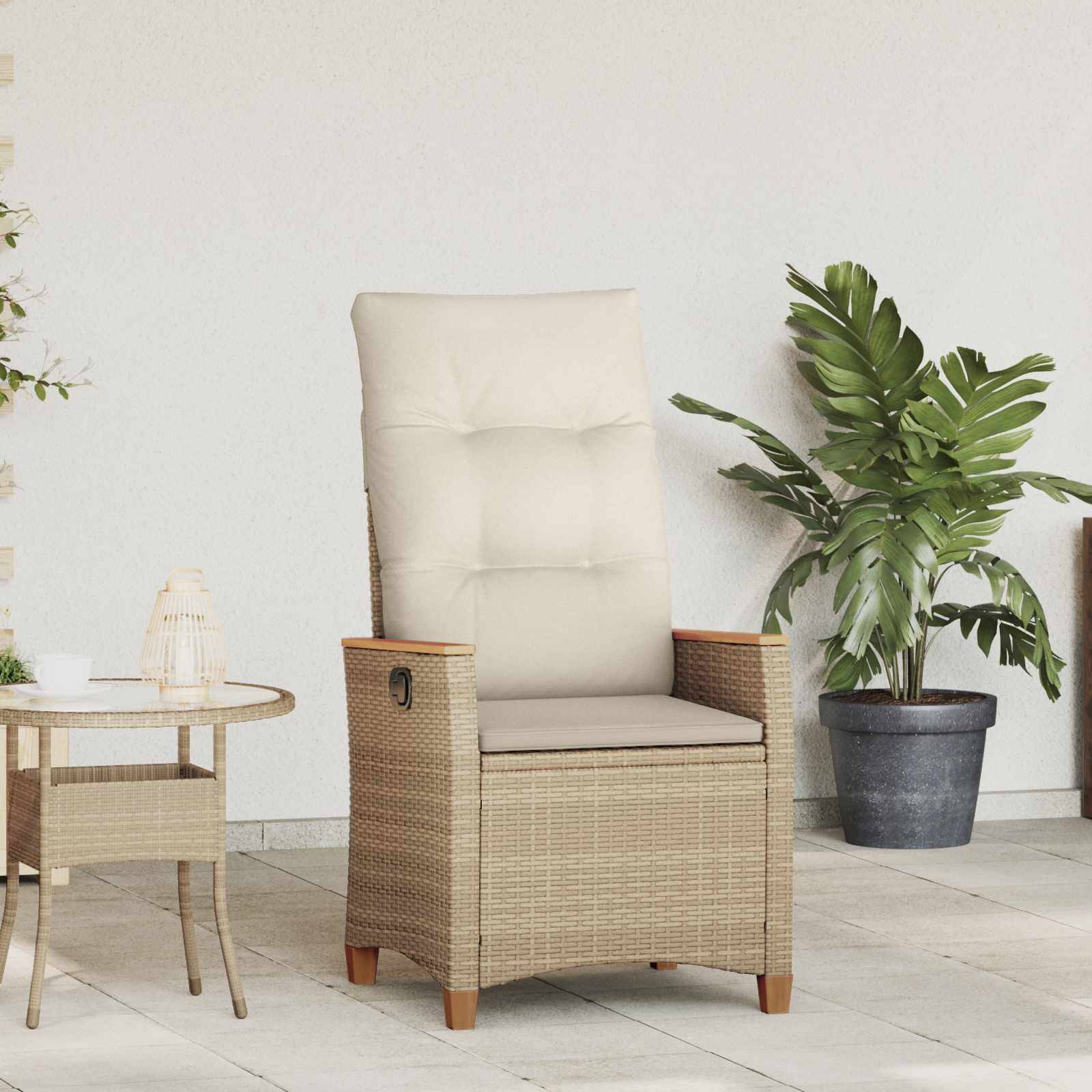 PANGIVO - Chaise de jardin inclinable polyrotin beige et crème 64 x 57.5 x 112 cm - PANGIVO - Image 1