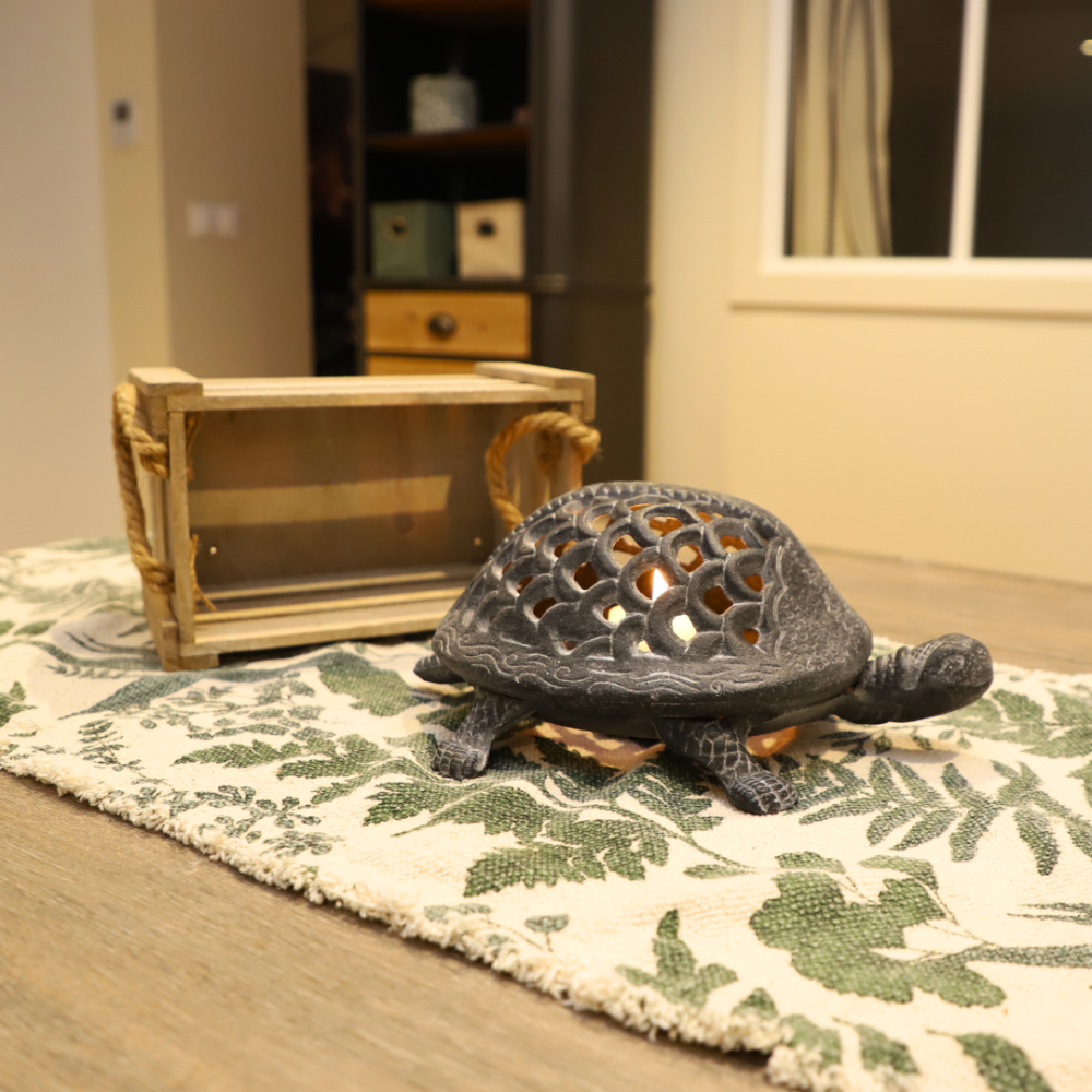 Bougeoir tortue en fonte gris 28 x 21 x 12 cm Chemin de campagne - Image 3