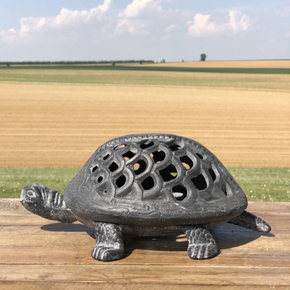 Bougeoir tortue en fonte gris 28 x 21 x 12 cm Chemin de campagne - Image 4