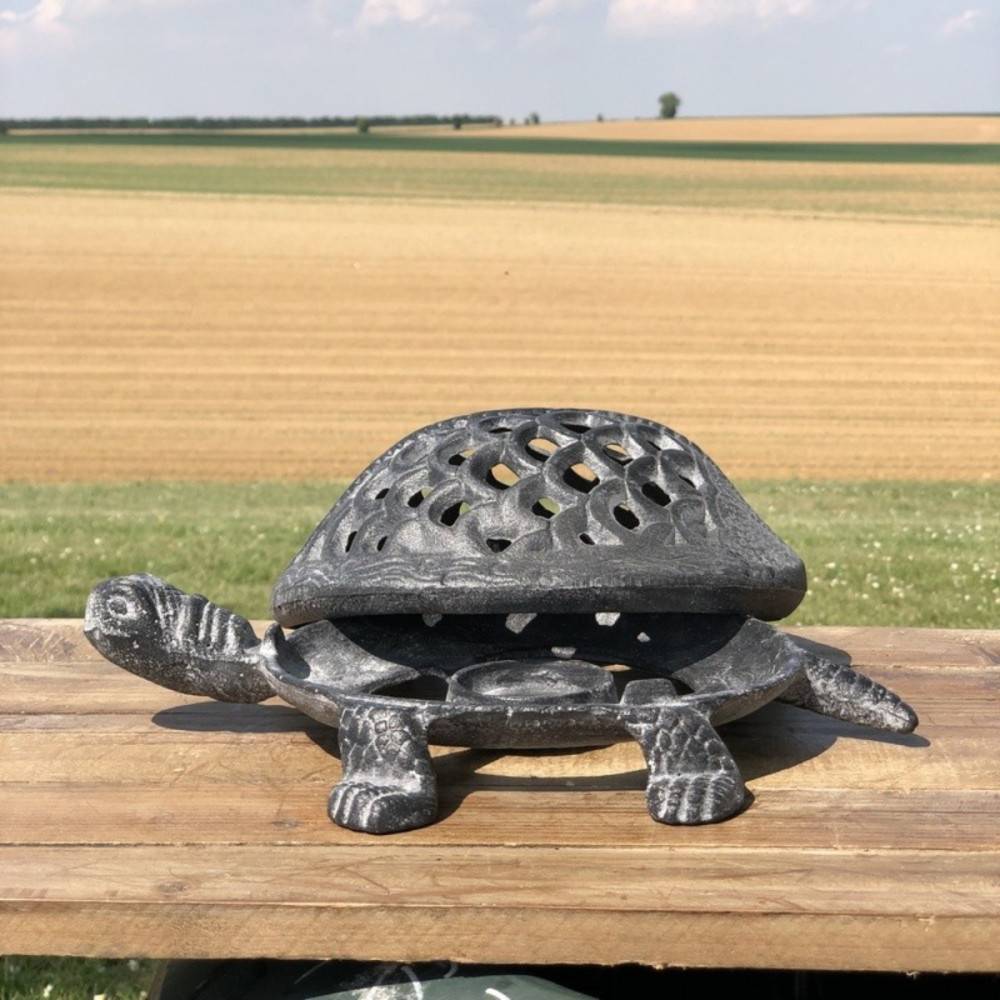 Bougeoir tortue en fonte gris 28 x 21 x 12 cm Chemin de campagne - Image 5