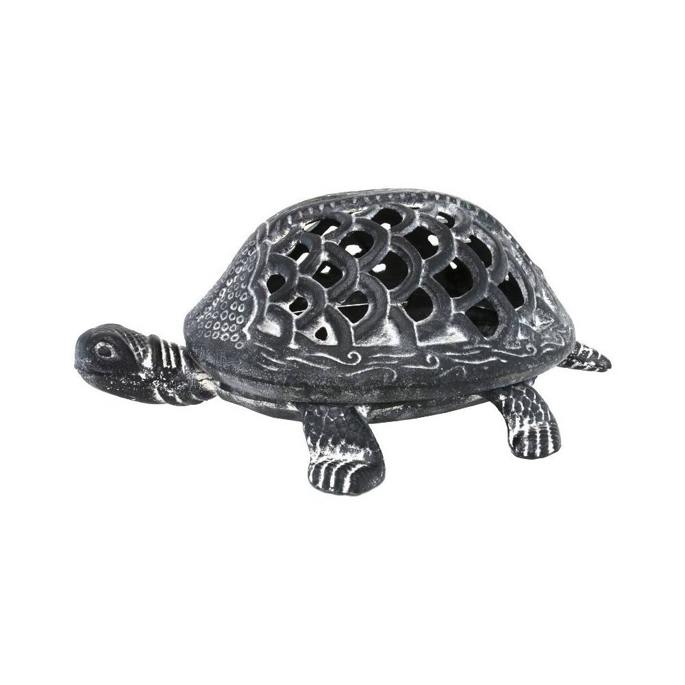 Bougeoir tortue en fonte gris 28 x 21 x 12 cm Chemin de campagne - Image 1