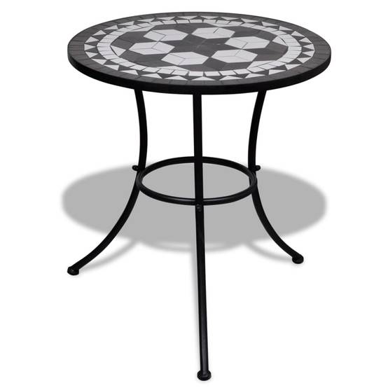 Table de jardin | Table de bistro Noir et blanc 60 cm Mosaïque - Image 2