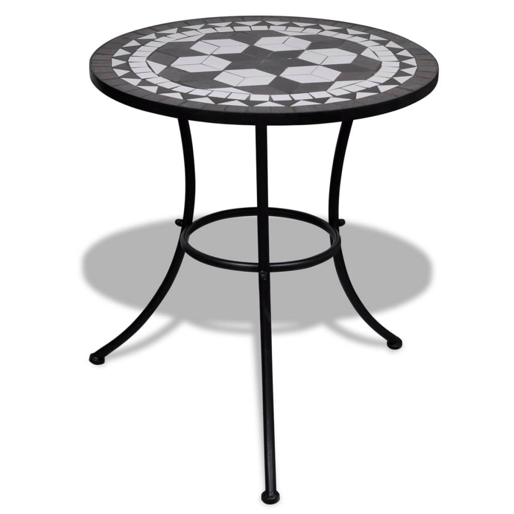 Table de jardin | Table de bistro Noir et blanc 60 cm Mosaïque - Image 2