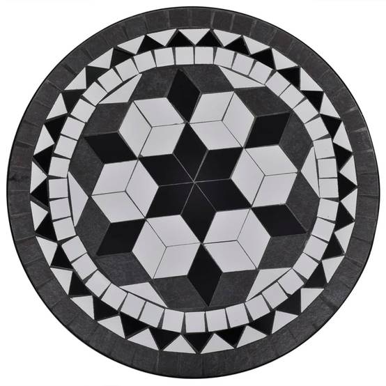 Table de jardin | Table de bistro Noir et blanc 60 cm Mosaïque - Image 1