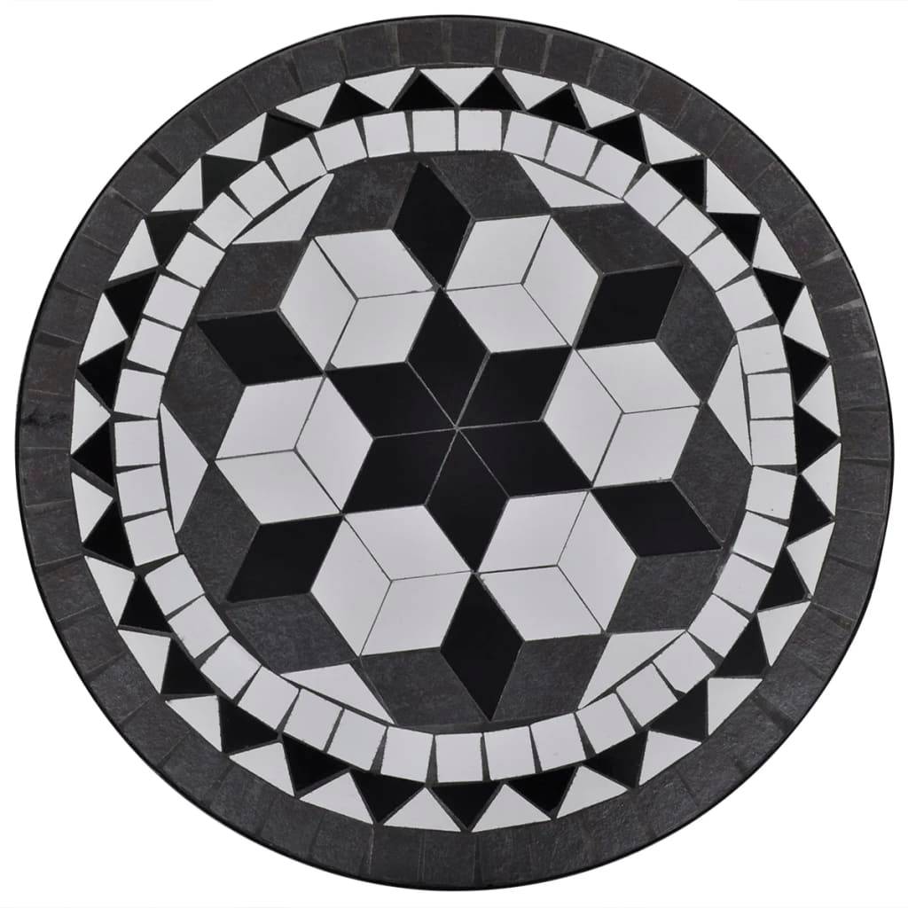 Table de jardin | Table de bistro Noir et blanc 60 cm Mosaïque - Image 1