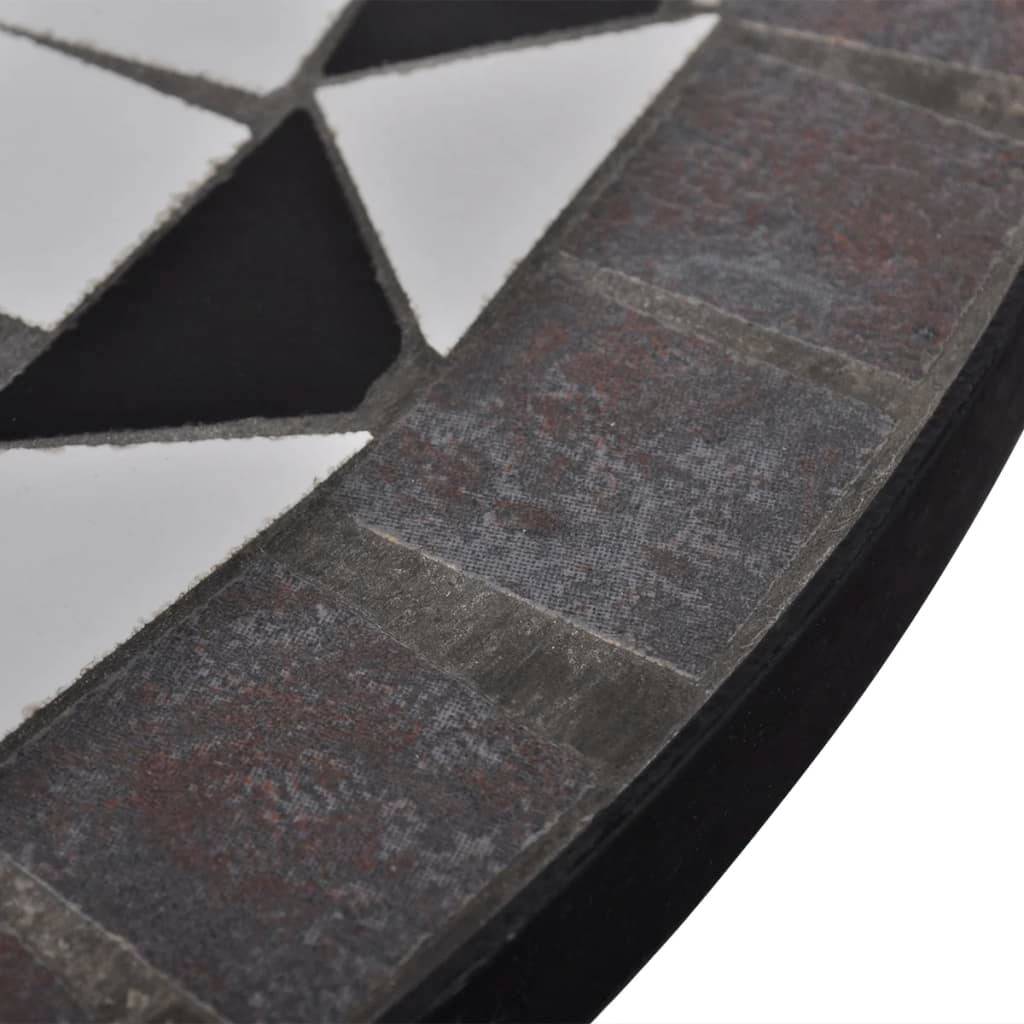 Table de jardin | Table de bistro Noir et blanc 60 cm Mosaïque - Image 4