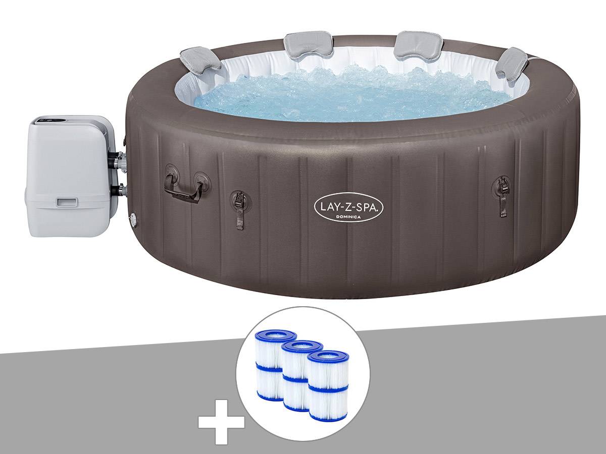 Bestway - Kit spa gonflable Bestway Lay-Z-Spa Dominica rond Hydrojet 4/6 places + 6 filtres - Image 1