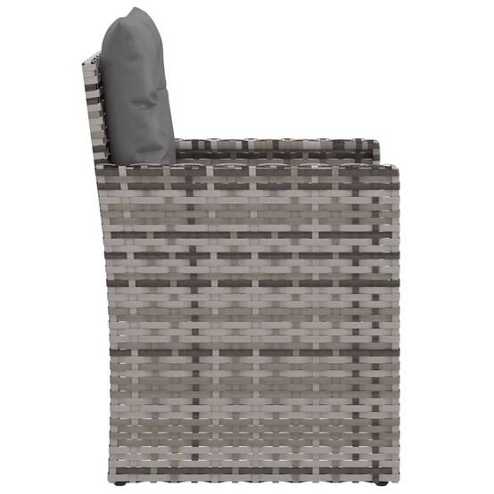 Fauteuil de jardin - Chaise de jardin - Fauteuil d'extérieur avec coussins Gris Résine tressée - MEUBLE PRO - Image 5
