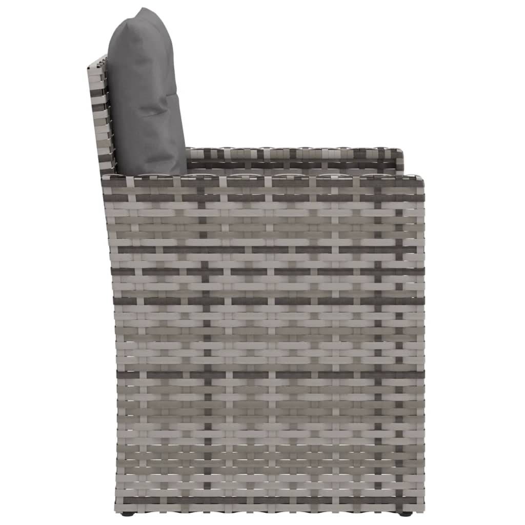 Fauteuil de jardin - Chaise de jardin - Fauteuil d'extérieur avec coussins Gris Résine tressée - MEUBLE PRO - Image 5