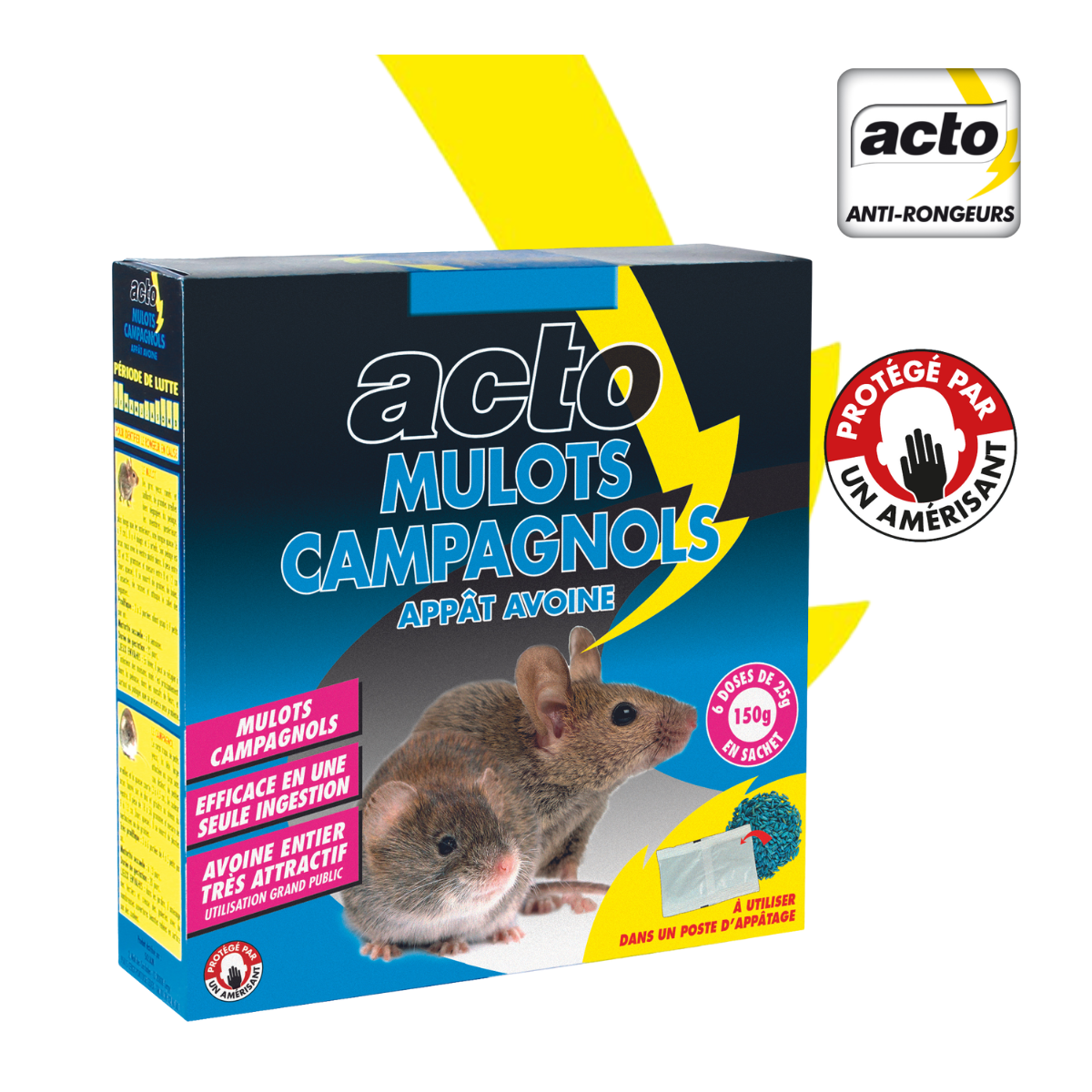 Acto - ACTO Mulots-Campagnols Appât Avoine - 6 X 25 GRS - Sachets-doses contre Mulots et Campagnols - Image 2