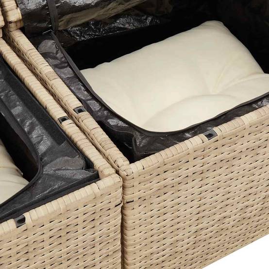 Mobilier de jardin 7 éléments en résine tressée avec table haute et rangement Beige – ComfortXL Outdoor Living - Image 3