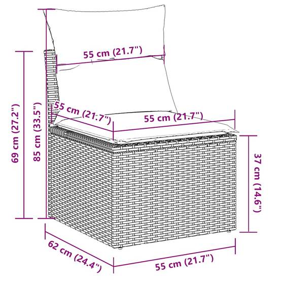 Mobilier de jardin 7 éléments en résine tressée avec table haute et rangement Beige – ComfortXL Outdoor Living - Image 5