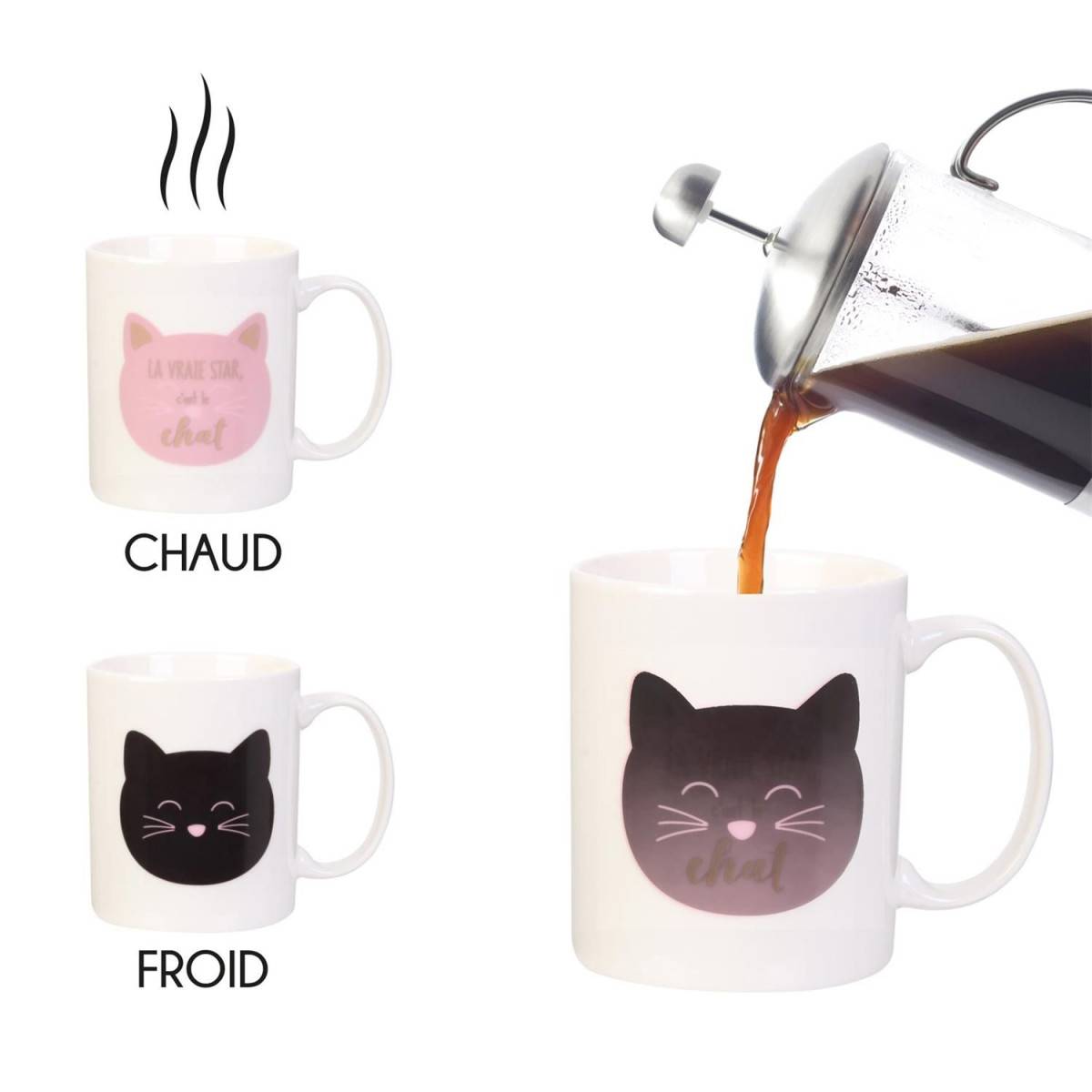 The Concept Factory - Mug Magique en Céramique "Chat" 35cl Blanc - Image 4