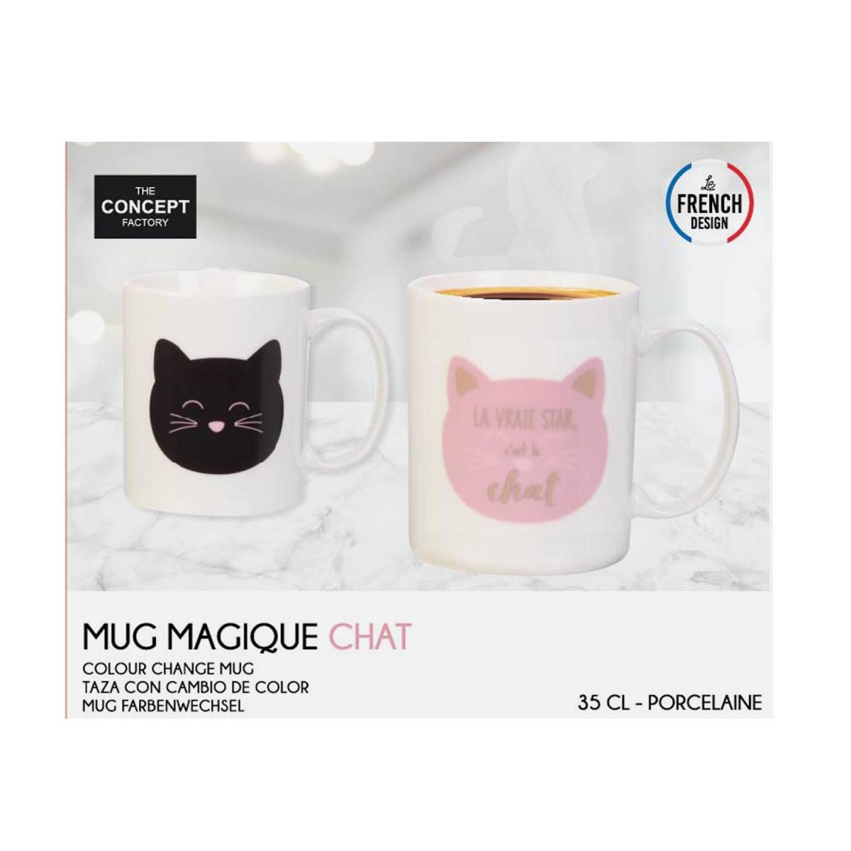 The Concept Factory - Mug Magique en Céramique "Chat" 35cl Blanc - Image 5