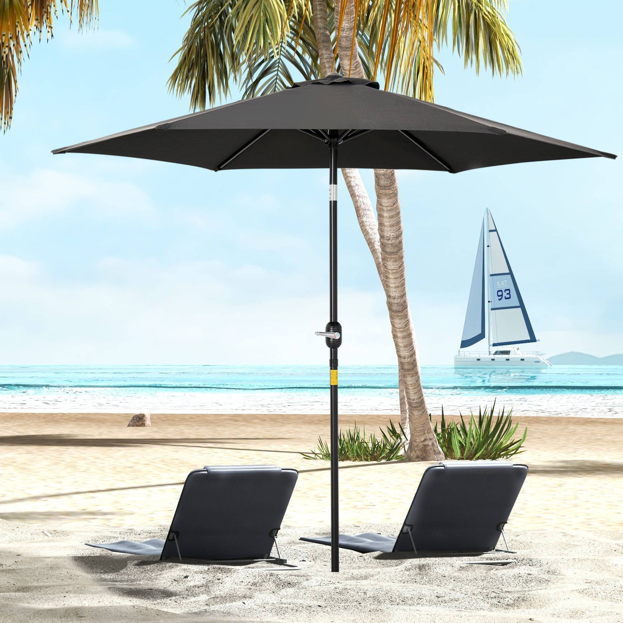 Maison Chic - Parasol droit parasol inclinable de jardin manivelle toile polyester - 260x260x235cm Métal Noir fr336 - Image 3