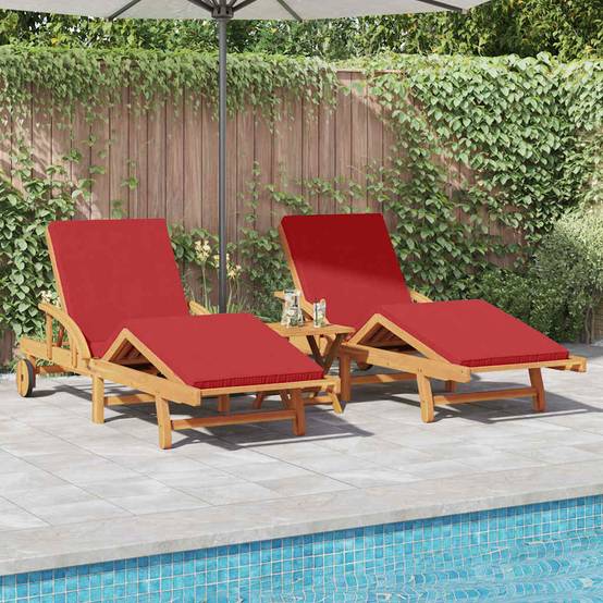 PANGIVO - Transat bois acacia massif rouge 40 x 40 x 40 cm - PANGIVO - Image 1