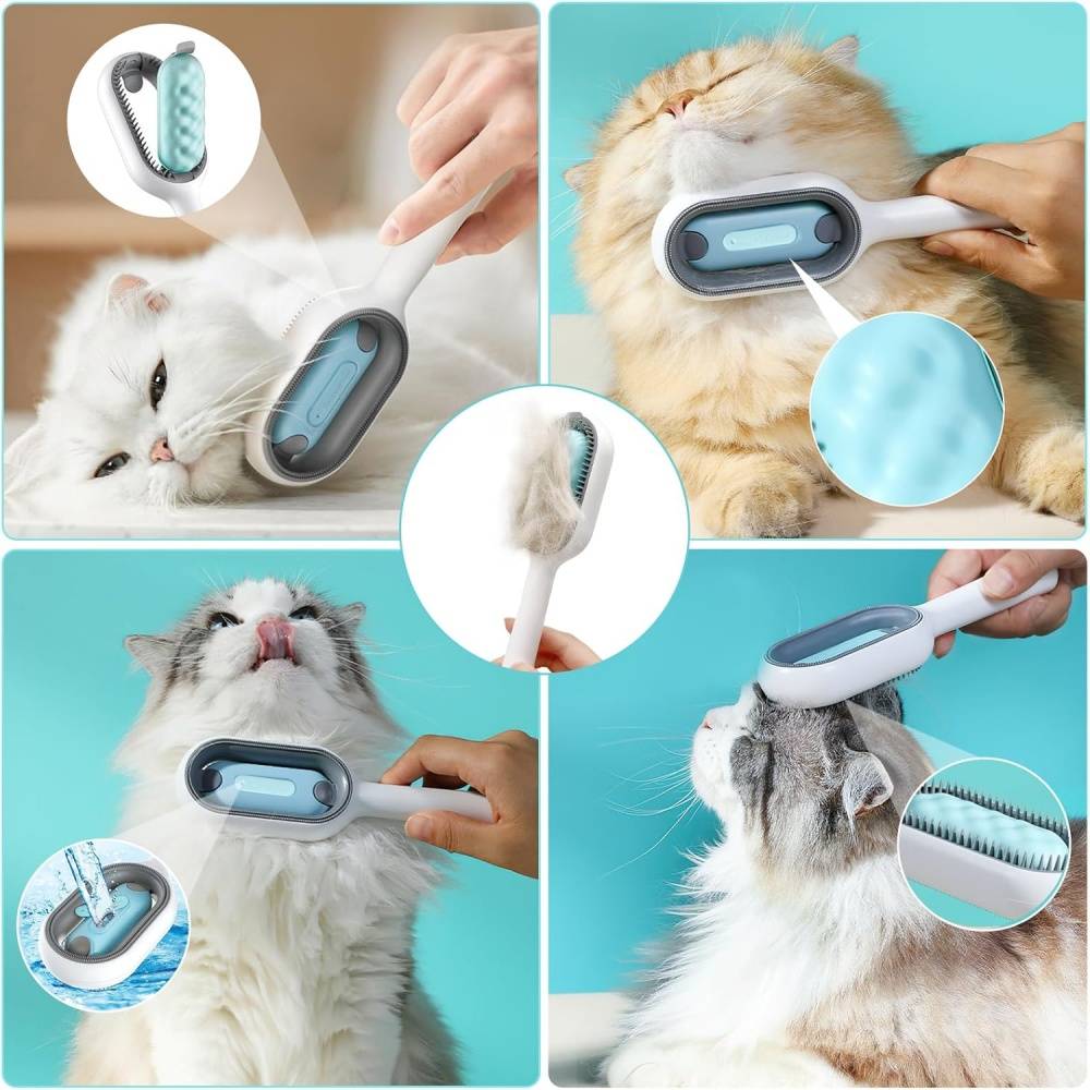 Brosse à vapeur-Brosse 4-en-1 pour chien et chat avec réservoir d'eau - Autonettoyante - Living123 - Image 3