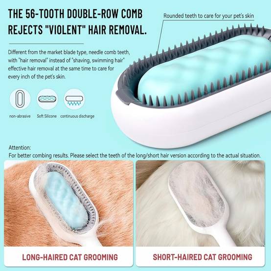 Brosse à vapeur-Brosse 4-en-1 pour chien et chat avec réservoir d'eau - Autonettoyante - Living123 - Image 6