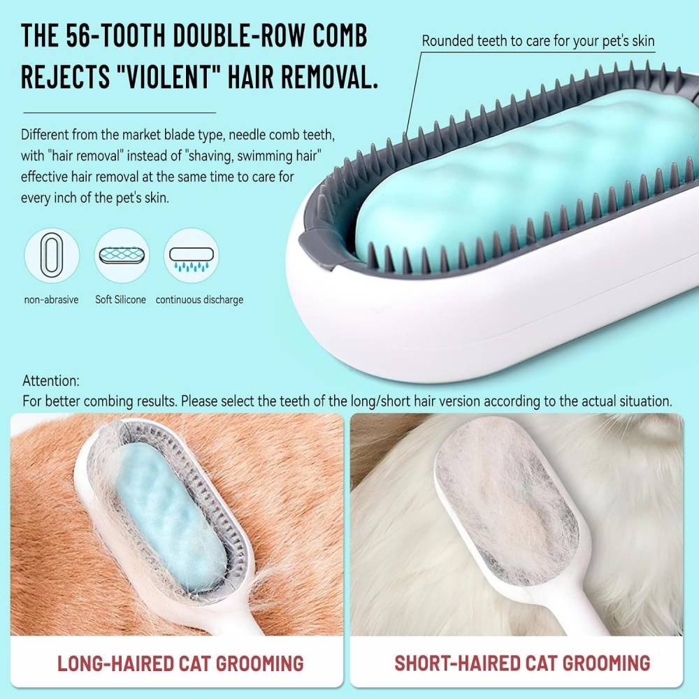 Brosse à vapeur-Brosse 4-en-1 pour chien et chat avec réservoir d'eau - Autonettoyante - Living123 - Image 6