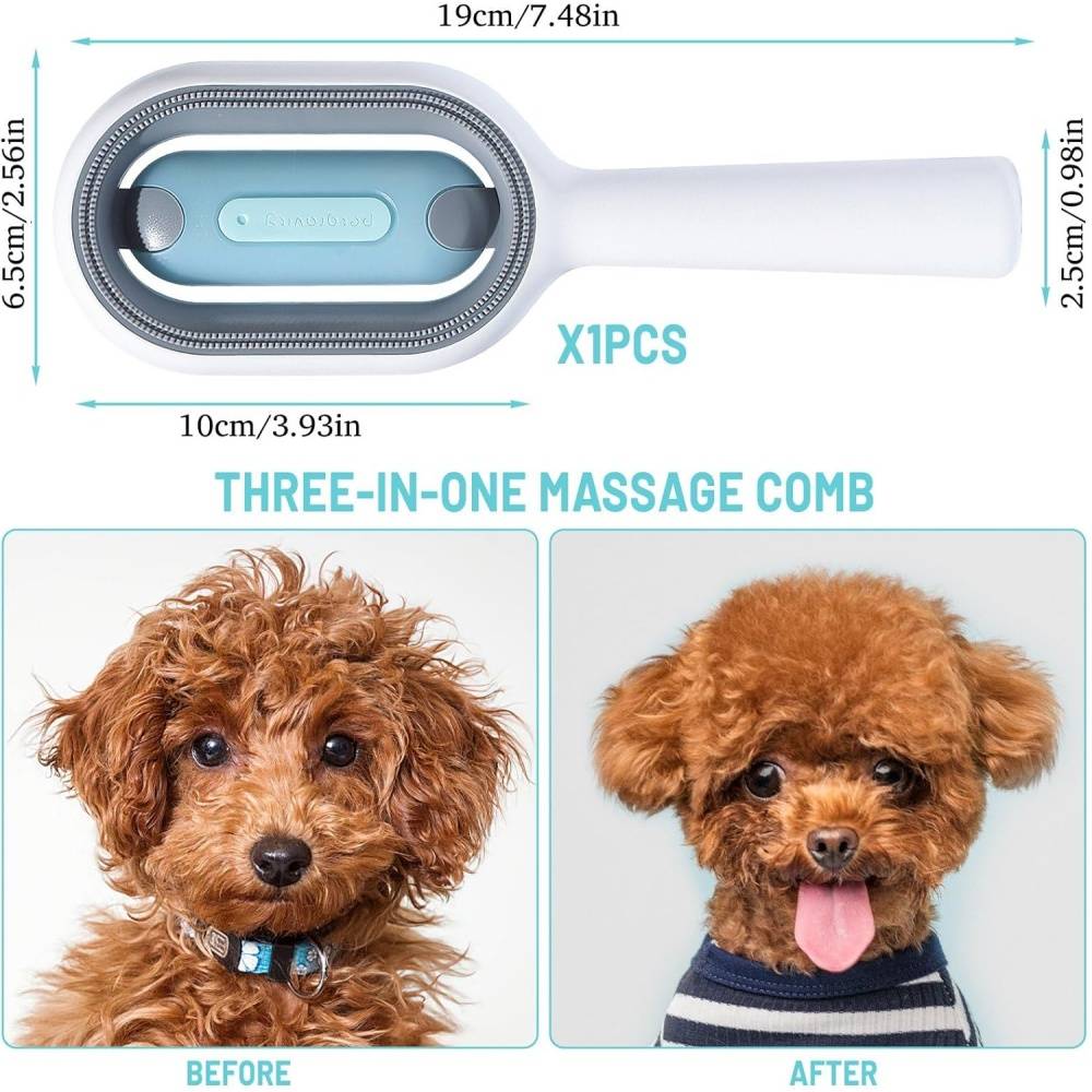 Brosse à vapeur-Brosse 4-en-1 pour chien et chat avec réservoir d'eau - Autonettoyante - Living123 - Image 2