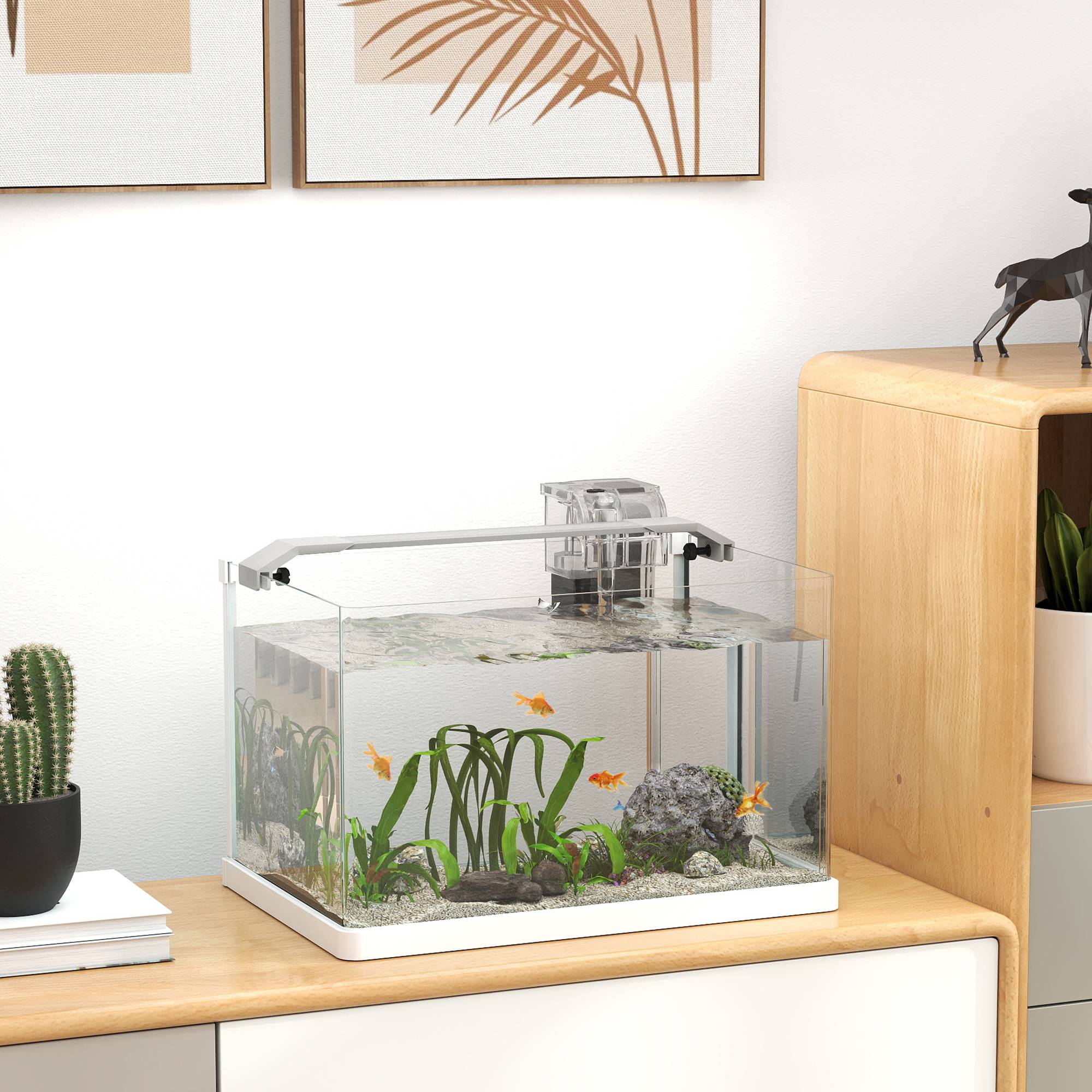 Sans Marque - Aquarium en verre avec lumières LED aquarium de 20L pompe à filtre 38 x 26 x 27 cm blanc - Image 4