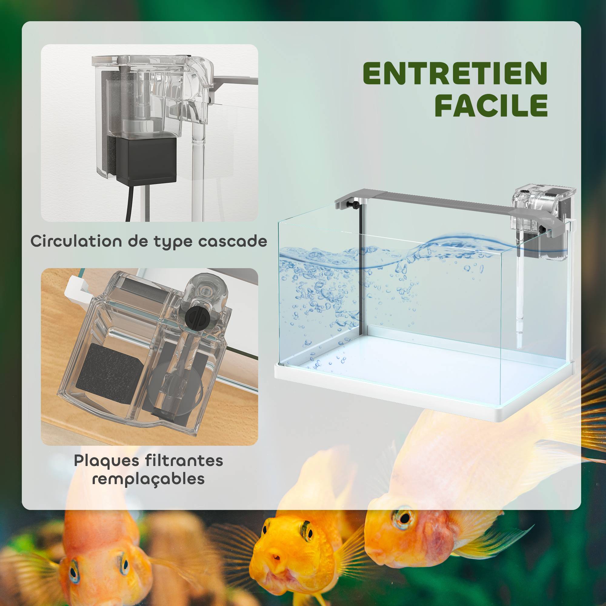 Sans Marque - Aquarium en verre avec lumières LED aquarium de 20L pompe à filtre 38 x 26 x 27 cm blanc - Image 6