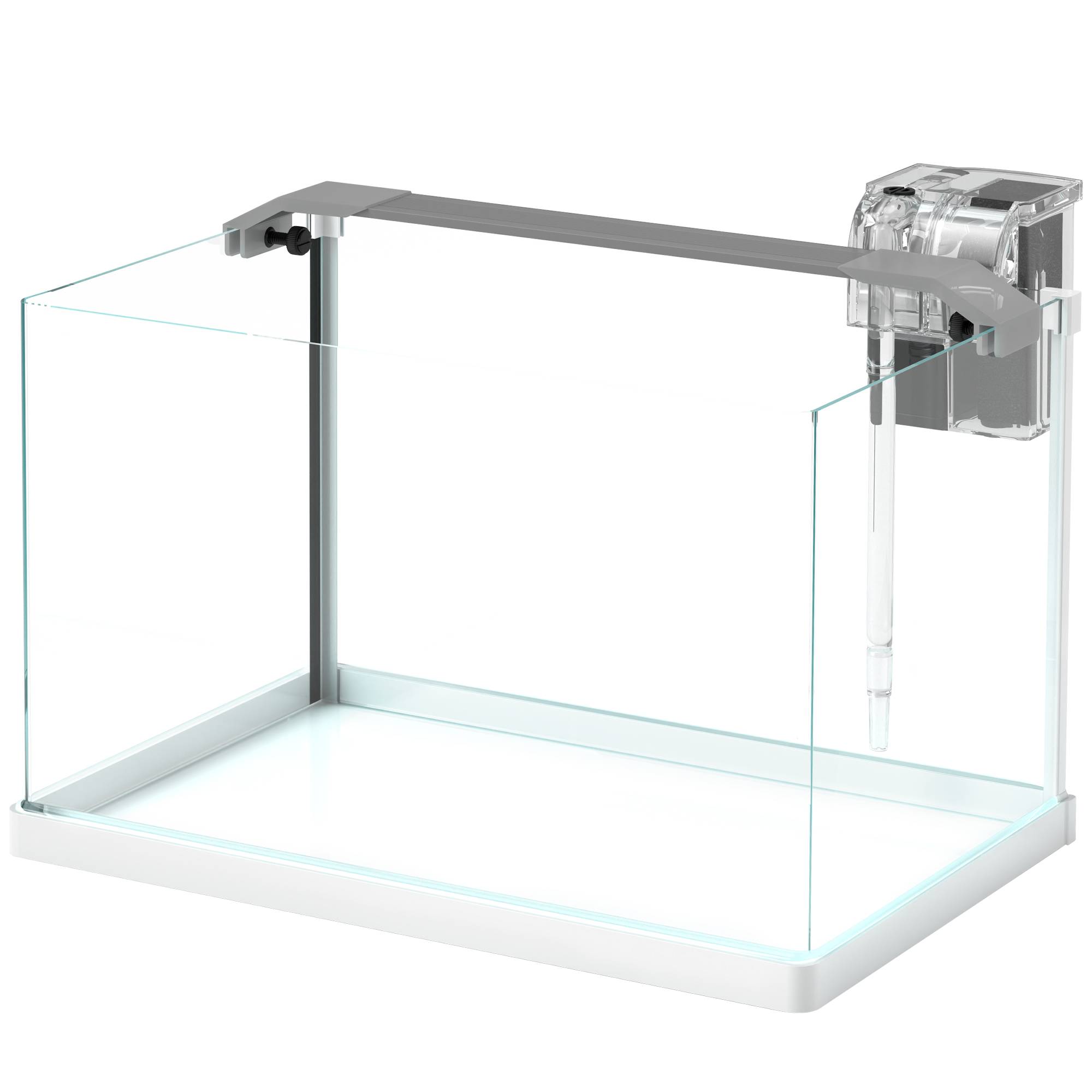 Sans Marque - Aquarium en verre avec lumières LED aquarium de 20L pompe à filtre 38 x 26 x 27 cm blanc - Image 2