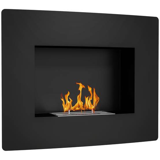 Cheminée bioéthanol murale réservoir 0,9 L combustion 3,3H intérieur 15-20 m² 66x16x52 cm noir - Image 1
