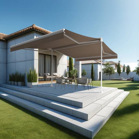 Intersun - Store banne double pente ENARGITE 4,00x2x3,00 M (Manuelle - Blanc - Taupe) - INTERSUN - Image 2