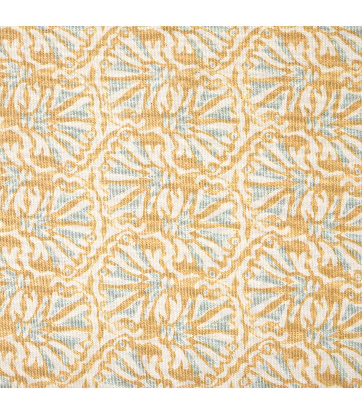 Nappe en polycoton Ocre Blanc et Vert céladon 150 x 250 cm - Image 2
