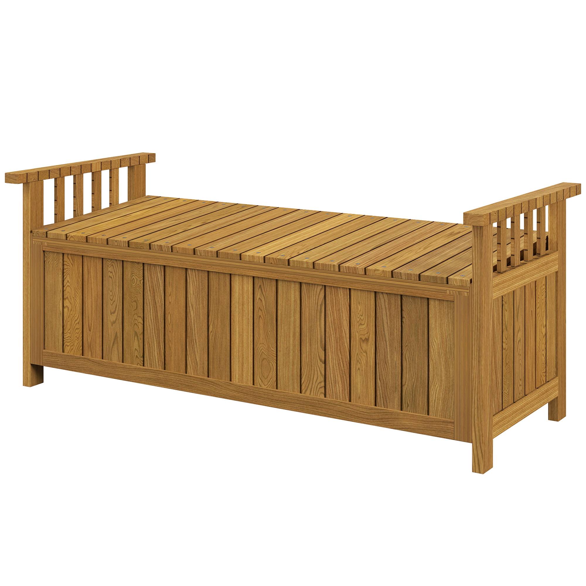 Outsunny - Banc de jardin 2 places - rangement de 151L - accoudoirs - en bois - charge 240 kg - 128,5 x 52 x 53,5 cm - marron - Outsunny - Image 1
