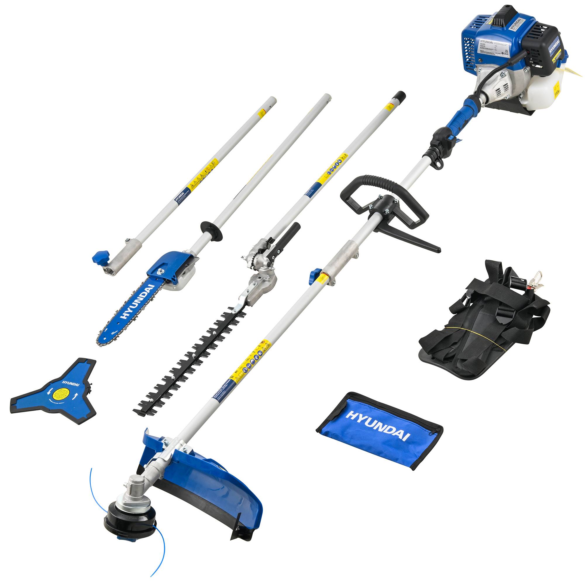 Outil Multifonction Thermique 5 en 1 56 cm3 - Débroussailleuse, Coupe-Bordures, Taille-Haie, Élagueuse sur Perche HYMT5600X Hyundai - Image 1