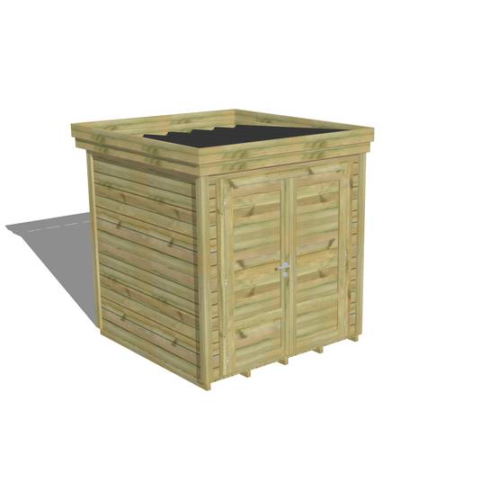Sans Marque - ABRI DE JARDIN bois autoclave 27mm - 2,14x2,14m / 5m2 - Bac acier - Plancher bois - Image 1