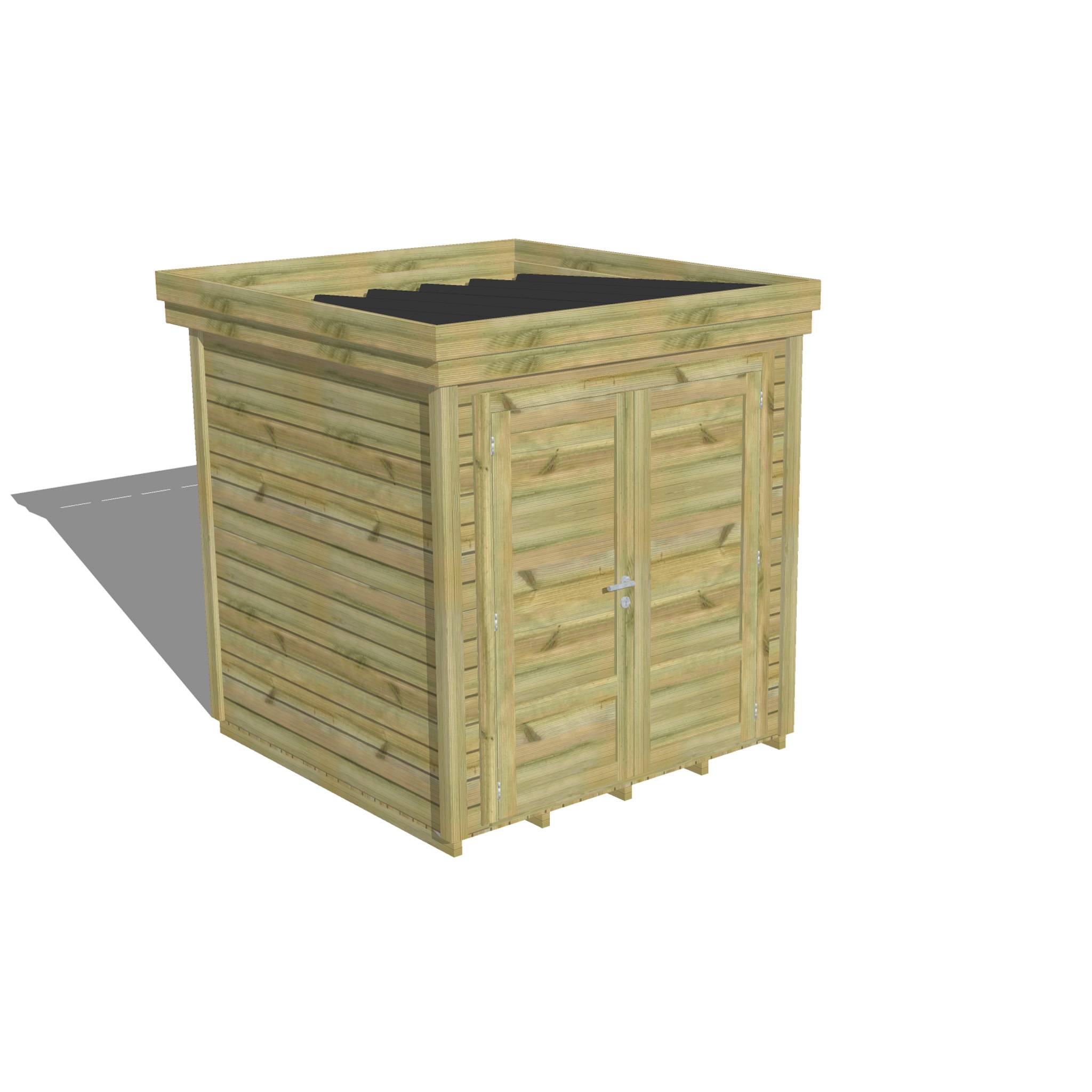 Sans Marque - ABRI DE JARDIN bois  autoclave 27mm - 2,14x2,14m / 5m2 - Bac acier - Plancher bois - Image 1