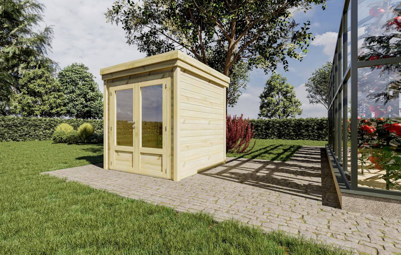 Sans Marque - ABRI DE JARDIN bois  autoclave 27mm - 2,14x2,14m / 5m2 - Bac acier - Plancher bois - Image 2