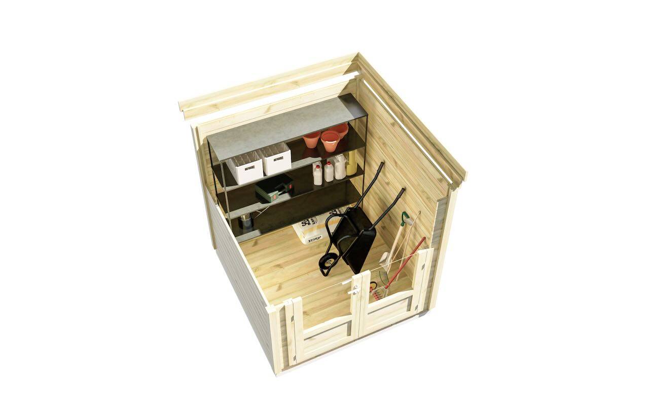 Sans Marque - ABRI DE JARDIN bois  autoclave 27mm - 2,14x2,14m / 5m2 - Bac acier - Plancher bois - Image 5