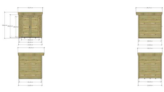 Sans Marque - ABRI DE JARDIN bois autoclave 27mm - 2,14x2,14m / 5m2 - Bac acier - Plancher bois - Image 4
