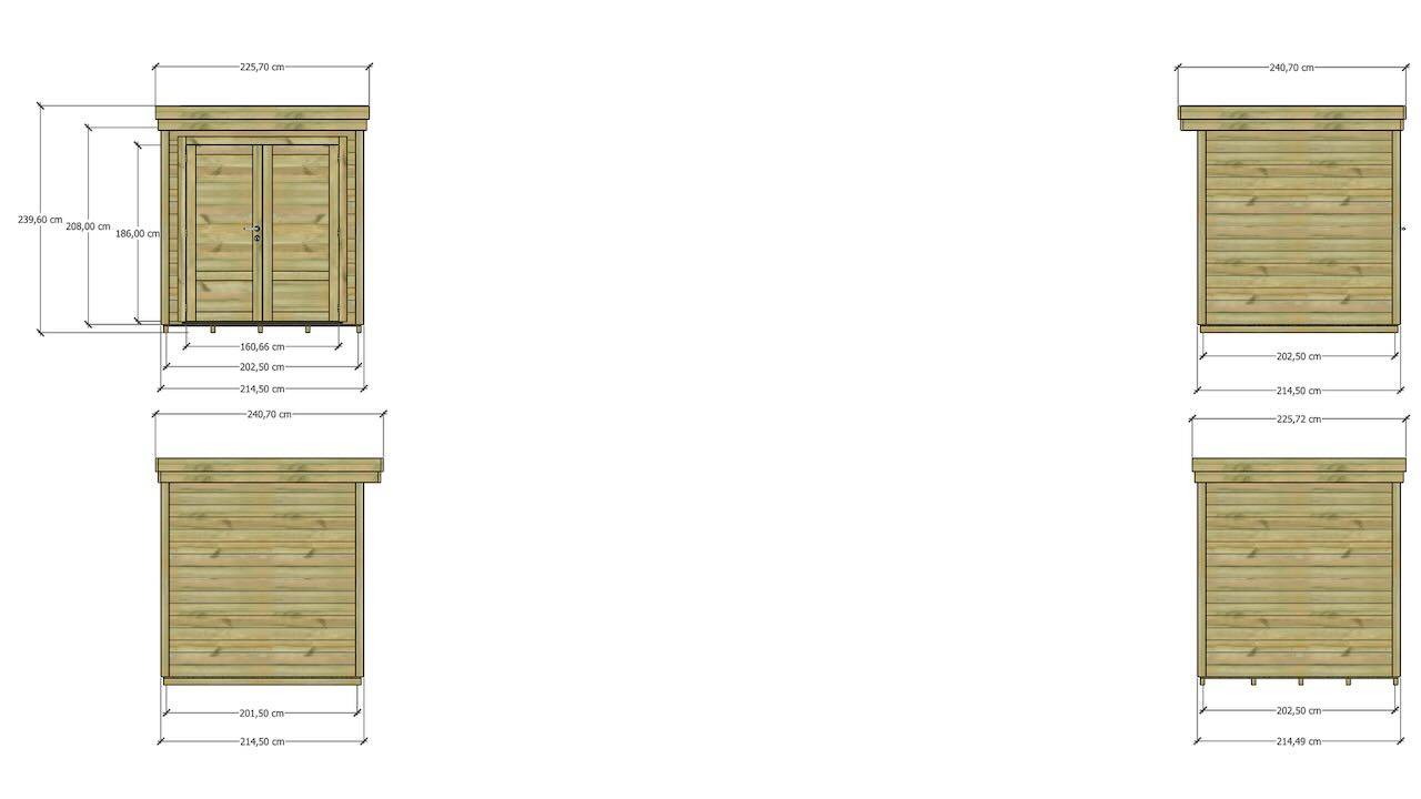 Sans Marque - ABRI DE JARDIN bois  autoclave 27mm - 2,14x2,14m / 5m2 - Bac acier - Plancher bois - Image 4